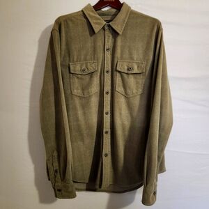 True Grit Fleece Button Down Shirt - Men's XL - Durable Outerwear - Beige or Tan